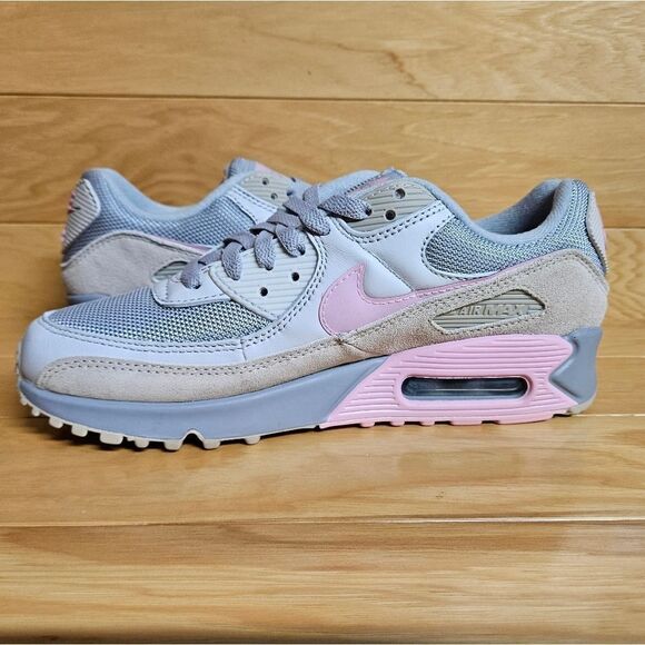 Nike Air Max 90 Vast Grey Pink Wolf Grey Mens Shoe Sneaker CW7483-001 - Picture 8 of 11